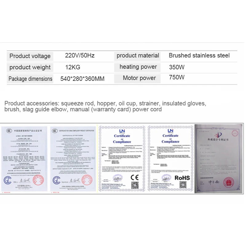 

LTP208 Automatic Coconut Olive Oil Press Machine Household peanut FLaxseed Oil Extractor Peanut Cold Hot Oil Press 1500W