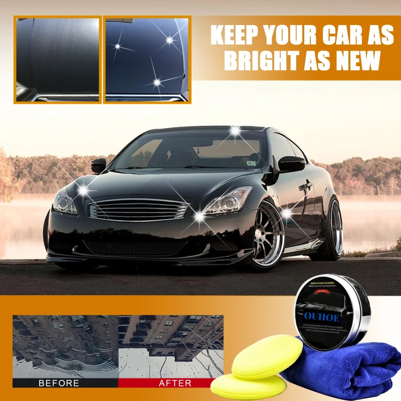 50g/120g Car Wax Crystal Plating Set Hard Glossy Layer Covering Tiny Scratch Repair Maintenance With Sponge And Towel | Автомобили и