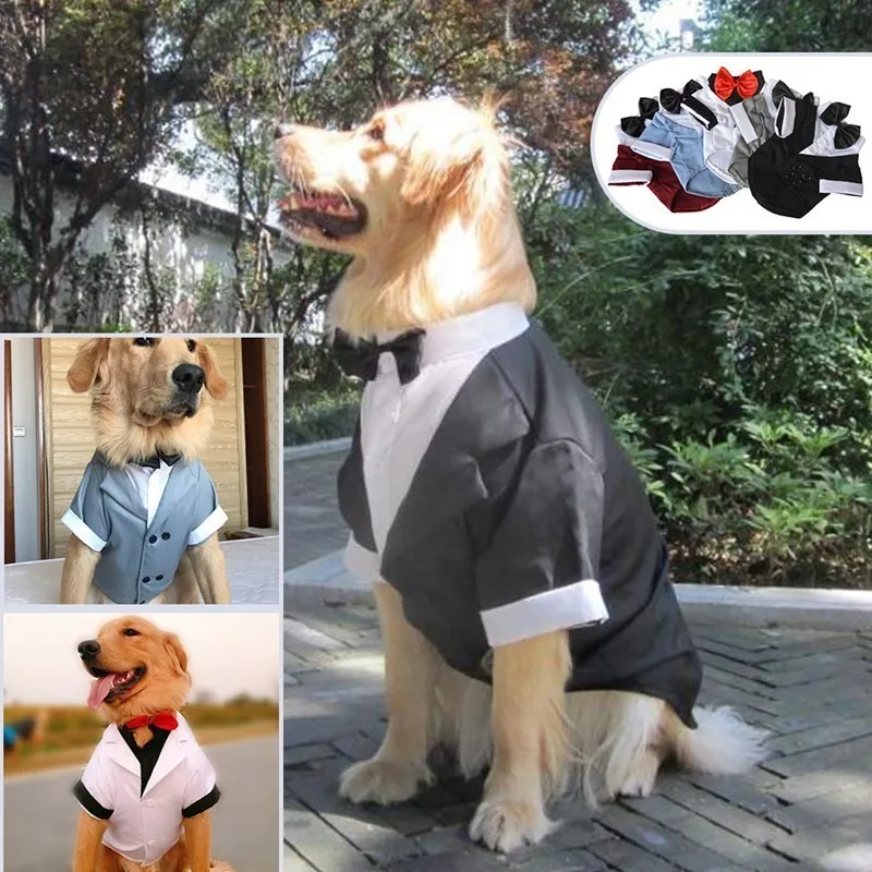 AHUAPET Tuxedo Dog Suit For  Pug Clothes Large Clothes Jacket For Dog Tuxedo Costume Big Dogs Coat Stripes  Clothes Pet Apparel