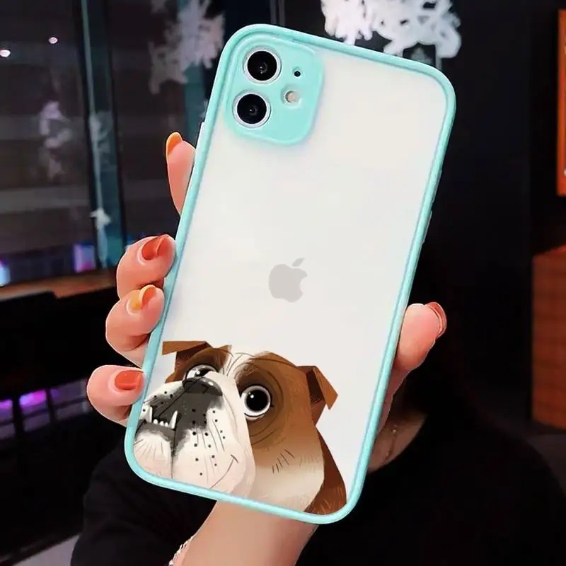 

Dog French Bulldog Phone Case Matte For iPhone 12 Mini 11 Pro XR XS Max 7 8 Plus X Hard PC Back Cover