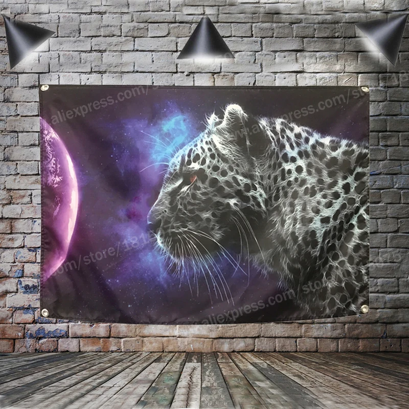 

Космический Снежный Леопардовый флаг полиэстер 3*5 футов 96*144 см подвесное украшение для дома настенный плакат баннер Metope Adornment 4 люверса на з...