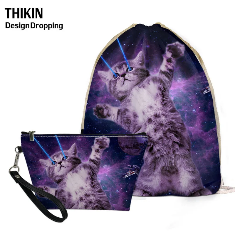 THIKIN Забавный супер Космос кошка 3D печать женская обувь шнурок Подарочные сумки