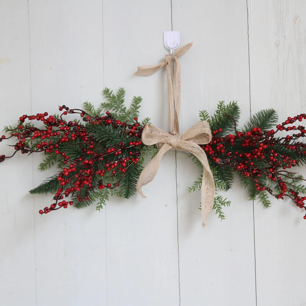 Рождественский венок дверь настенное украшение пентаграмма подвесное с бантом