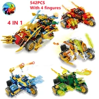 542pcs 4 in 1 4types ninja motor motorbike model figures building blocks kids toys bricks gift for children boys