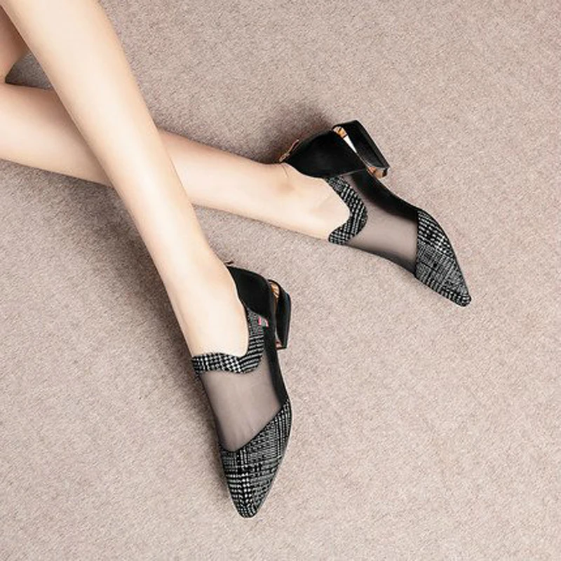 Новинка Элегантные женские летние модные сетчатые туфли лодочки на низком