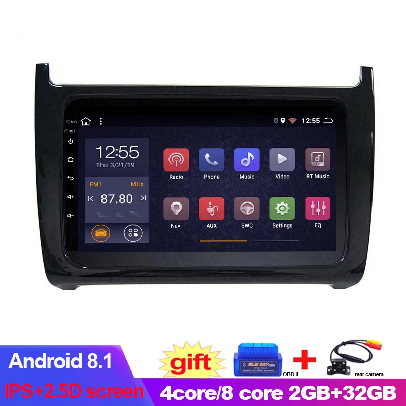 Автомагнитола 10 дюймов IPS + 2.5D 2 32 ГБ Android 8 1 DVD GPS-навигация для VW POLO sedan 2008-2015 2016 2017 2018