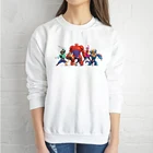 Свитшот с капюшоном в стиле унисекс, белый пуловер с мультяшным принтом, топ с капюшоном для больших героев серий 6, осень-весна