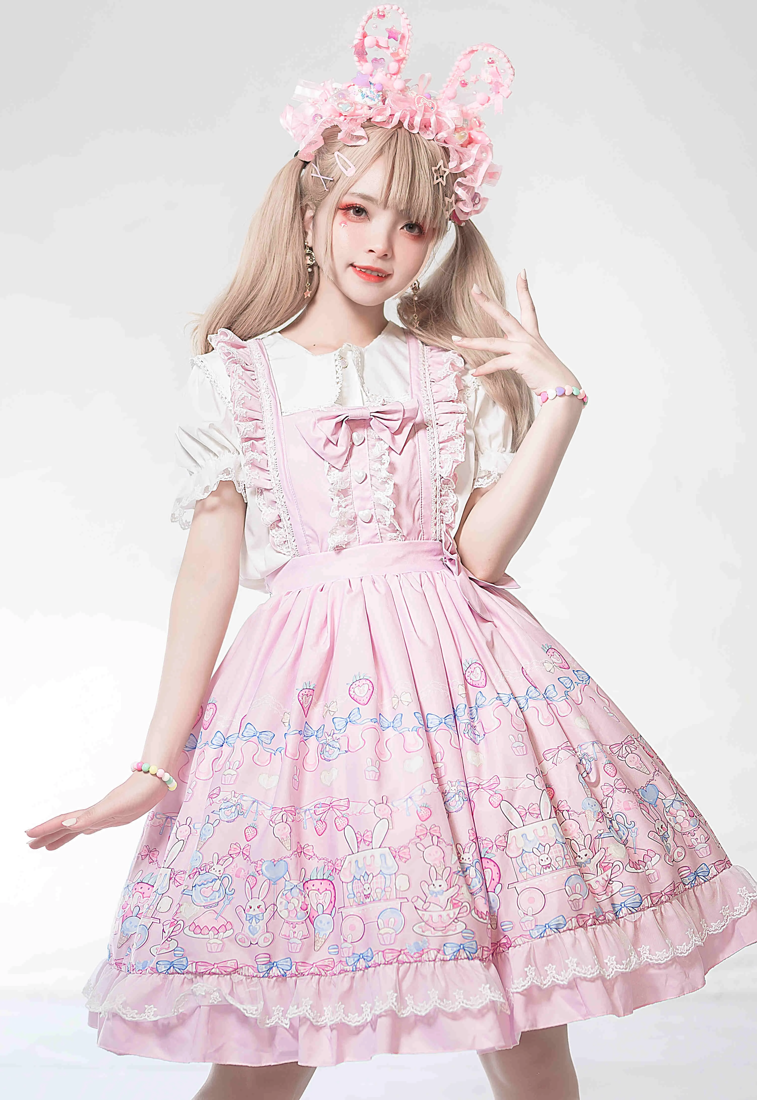 

Daily Sweet Lolita Bowknot Princess Jsk Strap Dress loli cos Kawaii Girl Summer Tea party Dress Victorian Dress Gothic Lolita