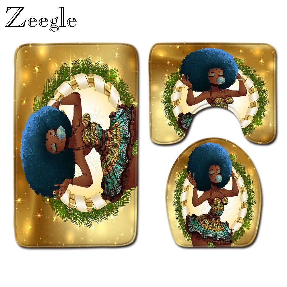 Zeegle Африке Для женщин коврик для ванной комнаты Набор 3 шт. ванная комната туалет