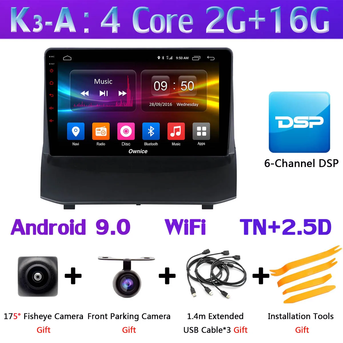 K3-A 360°4×DVR камера 4G LTE WiFi 8 ядерный Android 9,0 4G+ 64G SPDIF DSP CarPlay Автомобильный плеер для Ford Fiesta 2009- gps радио - Цвет: K3-A