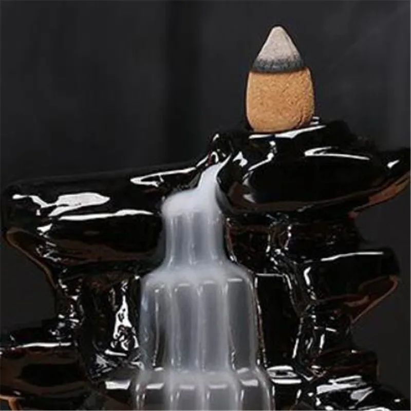 Горы водопад маленький черный Задний поток курильница Керамическая дзен