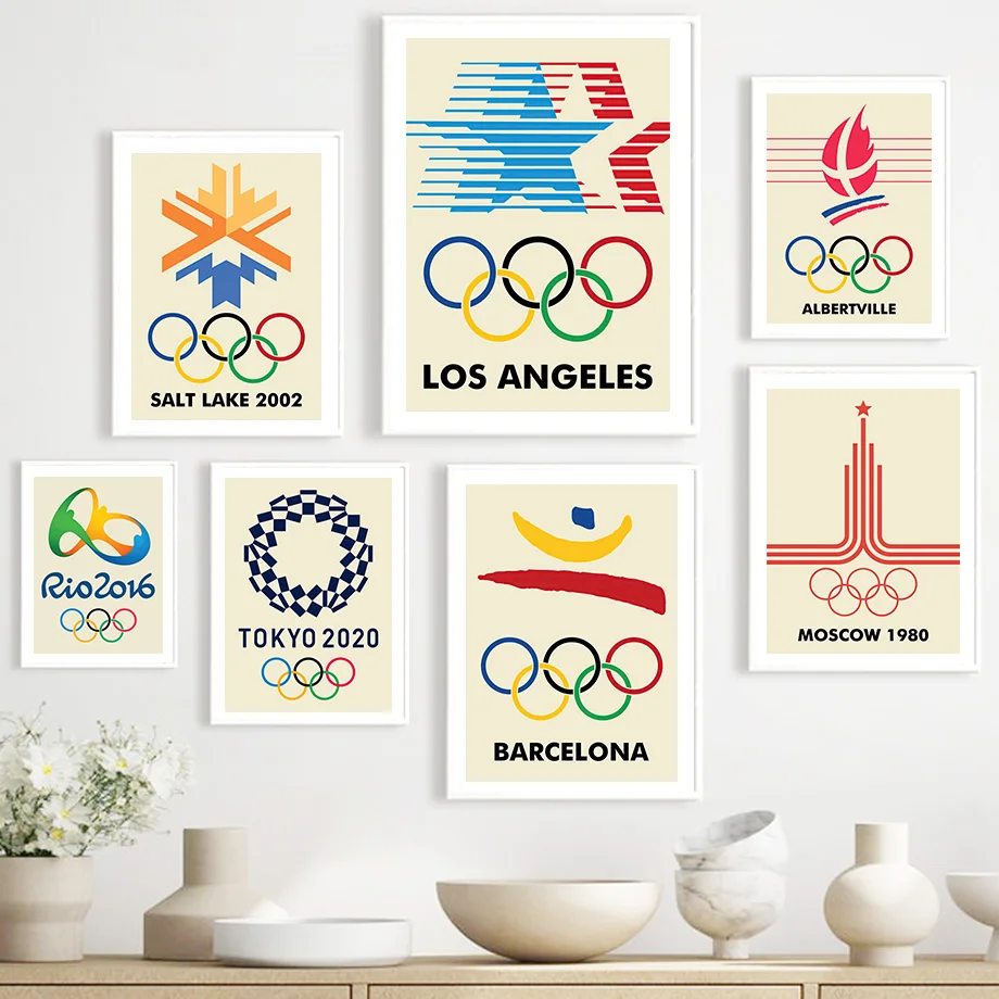 

Moscow Los Angeles Sports Games Badge Wall Art Canvas Painting Nordic Posters And Prints Wall Pictures For Living Room Decor