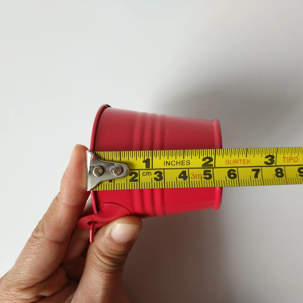 

100Pcs/Lot D6*H5CM Metal Pail for Party Mini Buckets Hot Red Cute Candy Boxes Small Iron Pots Easter eggs pot SF-016