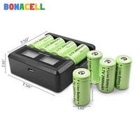 bonacell 3 7v 16340 2800mah li ion battery cr123a rechargeable batteries cr123 for laser pen led flashlight cellsecurity camera