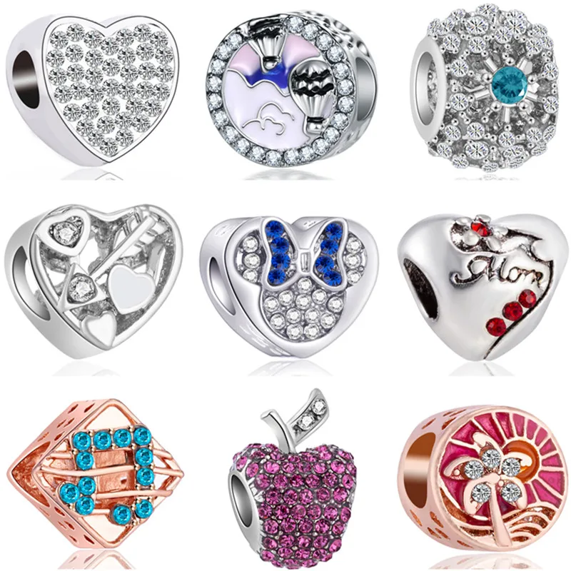 Новое поступление серебристая сова кленовый лист яблоко девочка Микки бусы