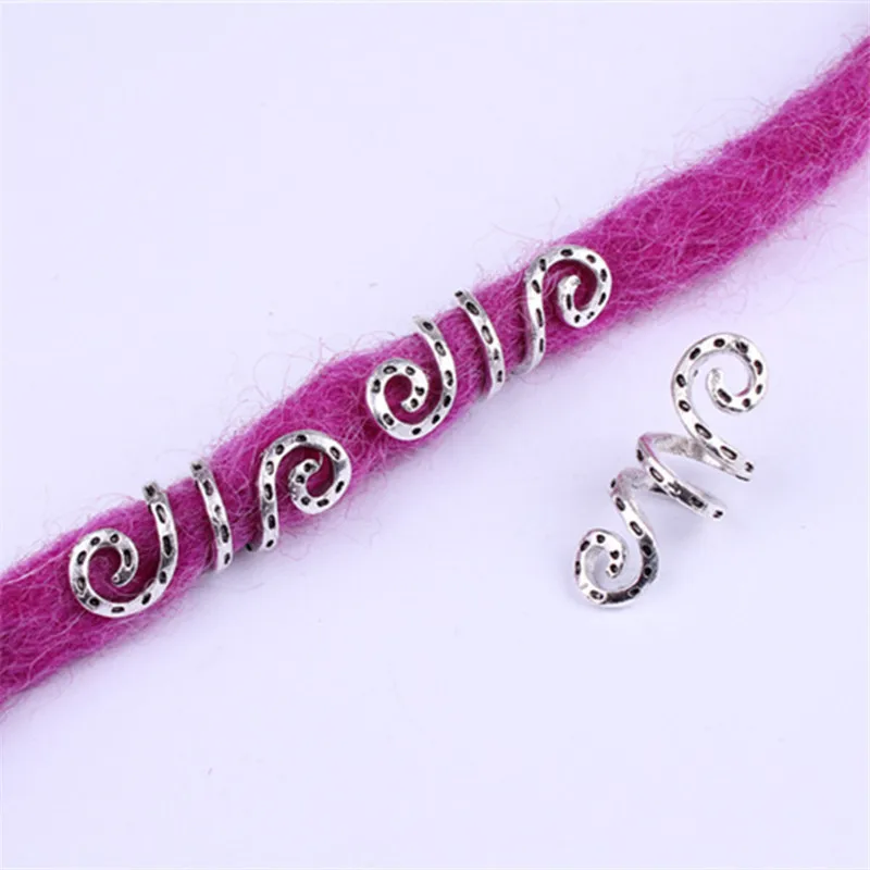 5 шт. металлические серебряные спиральные зажимы для волос в стиле викингов