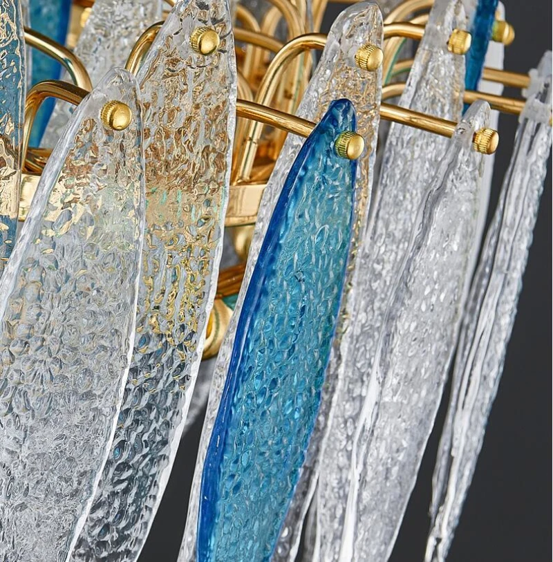 

New New light luxury chandelier Nordic simple living room lamp dining room bedroom lamp color glass villa LED chandelier