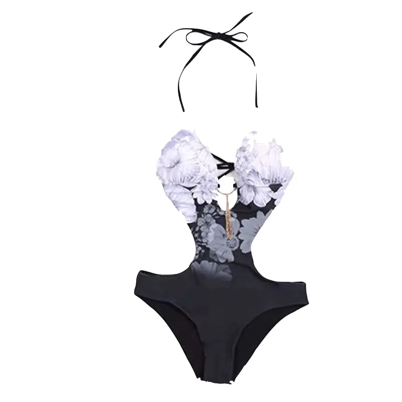 

Sexy High Wasted One Piece Swimsuits Women Bikini Set Push Up Bra Summer 2021 Top Mujer Swimwear Bathing Suit Plus Size Bather