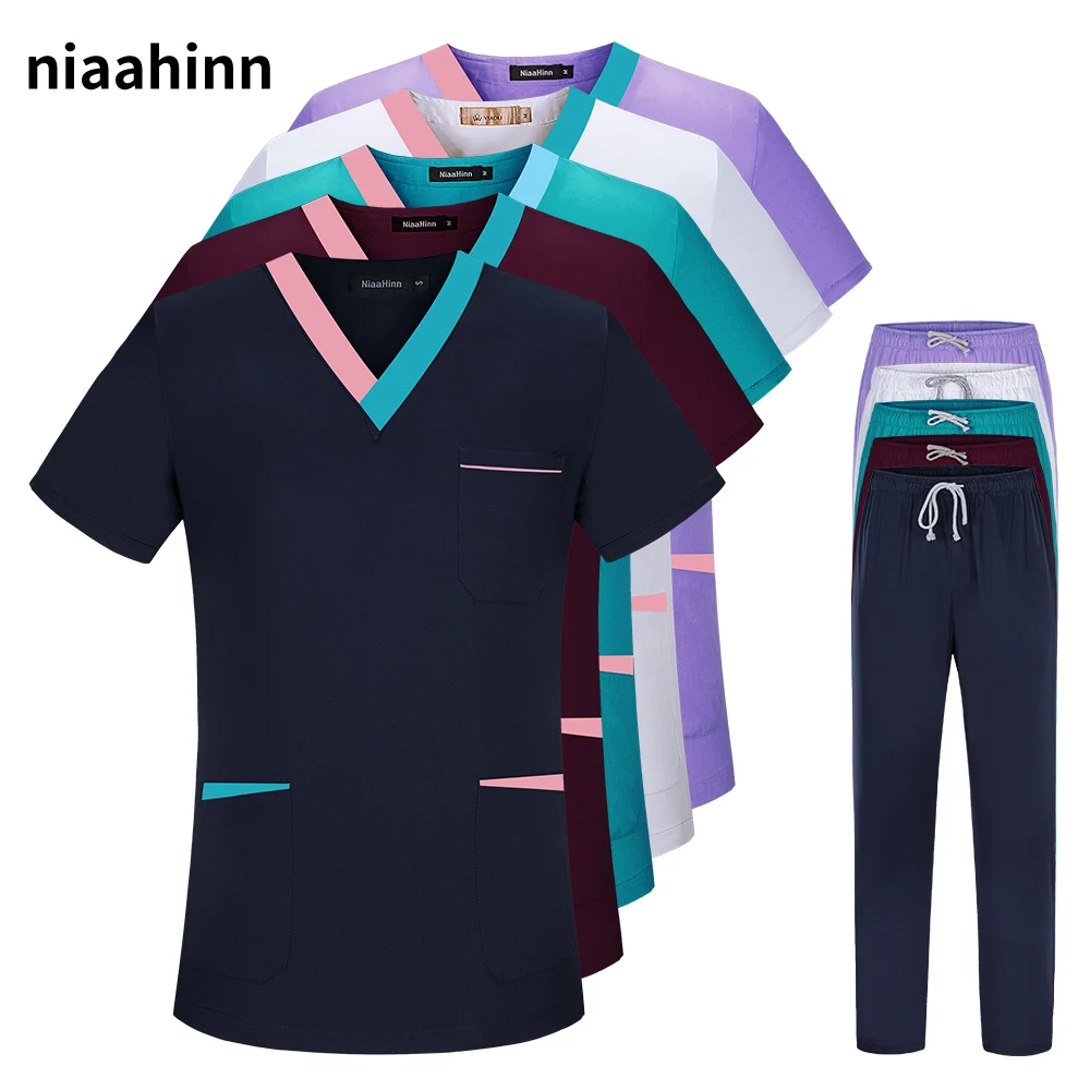 Pharmacist Uniforms Nursing Shirts Short-sleeved Medical Uniforms Beauty Salon Workwear Dental Clinic Clothes Tops Pants Summer