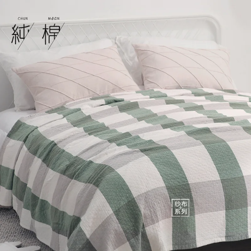 Всесезонное хлопковое четырехслойное газовое одеяло покрывало для кровати