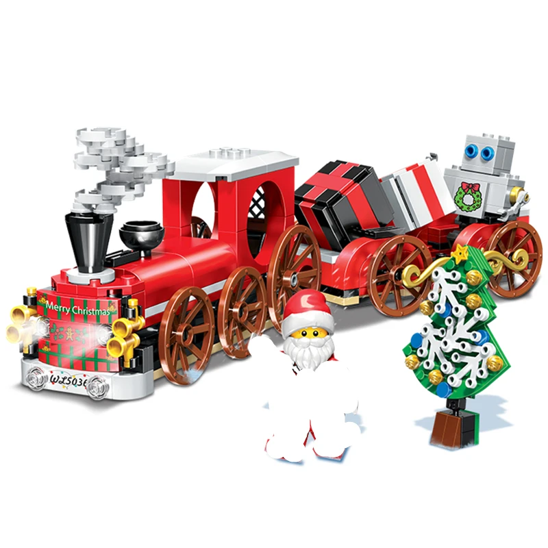 2020 Новый WEILE создатель города подарок Санта Клаус поезд строительные блоки