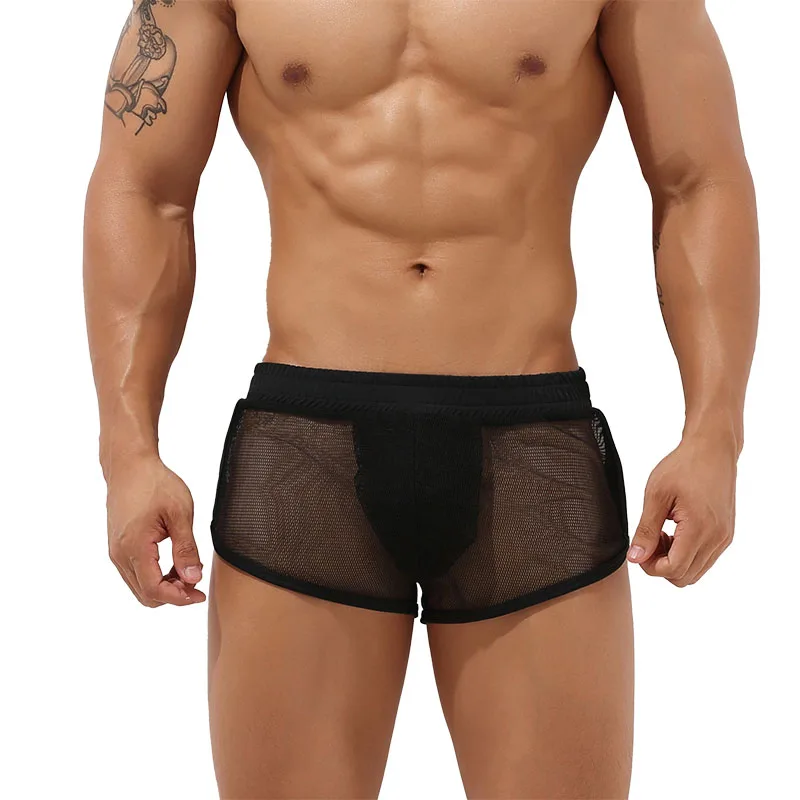 

Men's See-Through Mesh Underwear Sexy Briefs Men Bathing Wear Beach Swimwear Sports Fitness Shorts Swimming Trunks