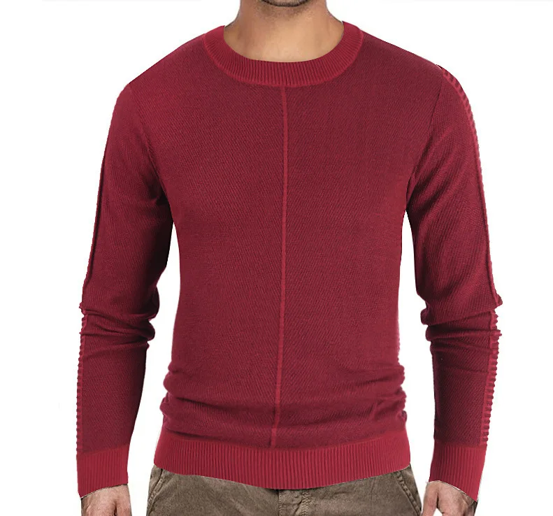 

men's sweater spring and autumn new men's solid color knit sweater sweater round neck pullover casual sweater men's clothing