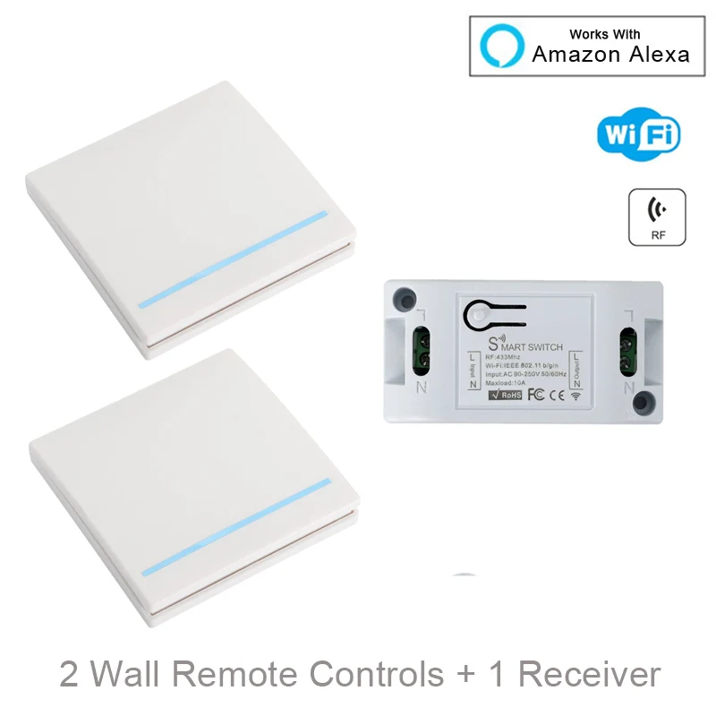 2 RC and 1 Receiver QIACHIP WiFi умный переключатель беспроводной пульт дистанционного управления свет таймер реле переключатели AC 110 В 220 В домашняя Автоматизация работа с Amazon Alexa - Цвет: 2 RC and 1 Receiver