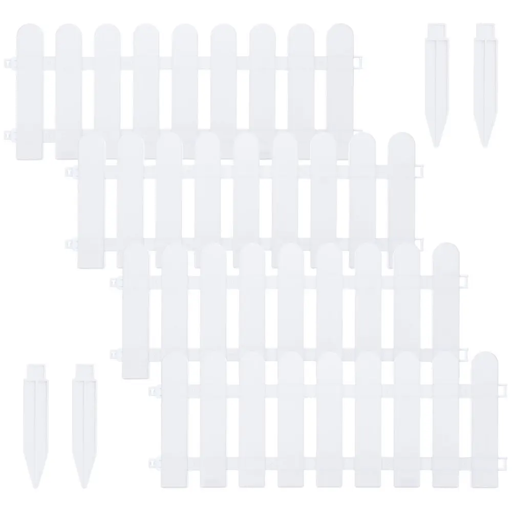 

4pcs White Fence Courtyard Indoor Garden Fence Garden Small Fences