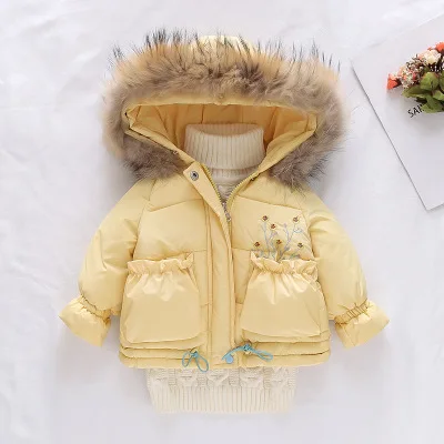 Детское зимнее хлопковое пальто для девочек парка комбинезон детская однотонная