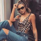 Леопардовый боди для женщин, сексуальный облегающий Боди без рукавов, бандажный боди размера плюс, облегающий женский костюм, одежда для женщин, одежда для женщин, размер плюс