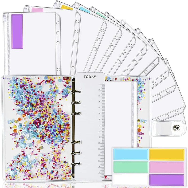 

A6 Binder and 12 Transparent Envelopes, Budget Binder with Cash Envelope for Budgeting with Budget Envelope Shell