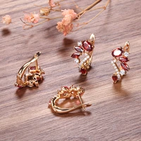 luxury red aaa zircon earrings for women rose gold plated earrings charm women wedding party jewelry valentines day gifts