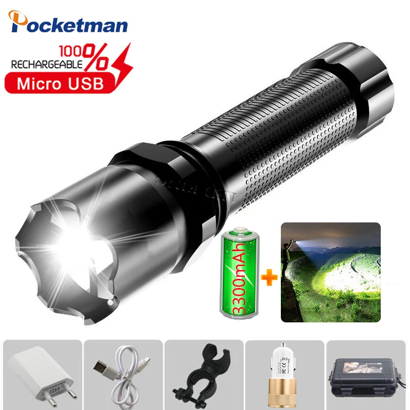 Светодиодный фонарик 80000 лм перезаряжаемый от USB фонарь онарик со встроенным