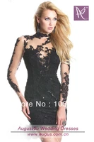 free shipping best sale short mini black lace long sleeves wholesale 2018 quinceanera party gown mother of the bride dresses