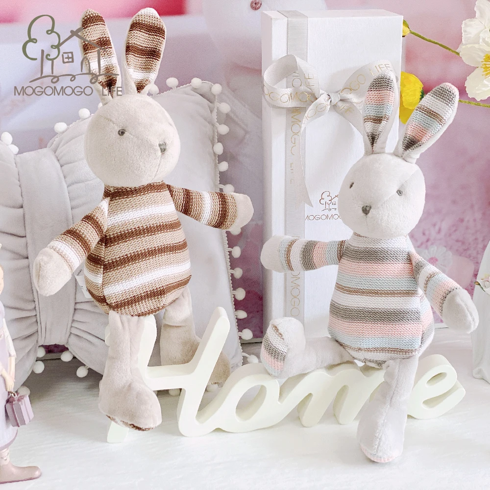 Luxury Rabbit Doll Baby Knitted Stuffed Plush Animals Ecofriendly Handmade Newborn Toy Present Crochet Bunny Soft for Infant | Игрушки и