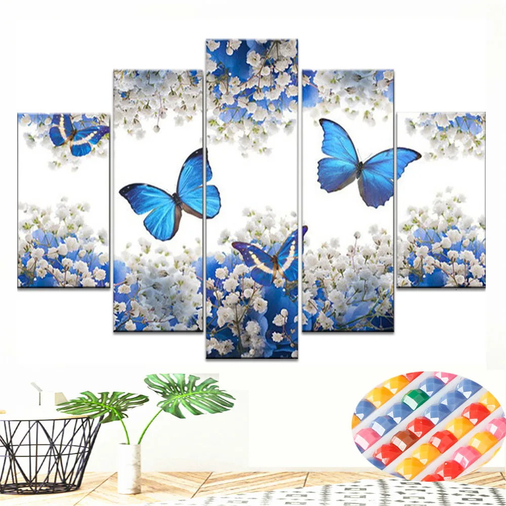 

Huacan DIY Full Square Diamond Painting Butterfly Multi-picture Combination Embroidery Cross Stitch Mosaic Decor Gift 5 pcs/set