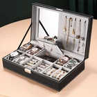 Коробка для часов с 8 отделениями, коробка для хранения ювелирных изделий, органайзер для мужчин и женщин, Блокируемый держатель для часов из искусственной кожи с кольцом для хранения