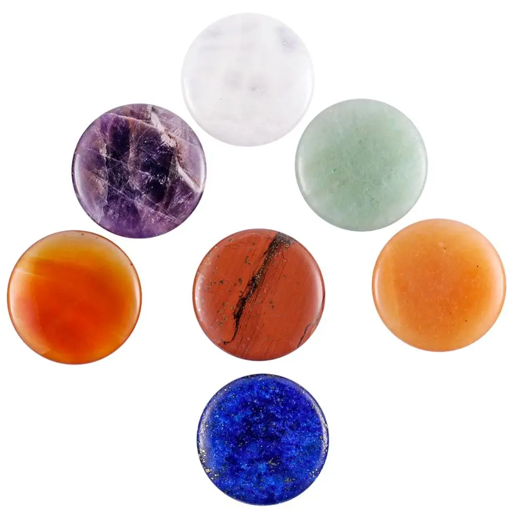 

TUMBEELLUWA 1Set 7 Chakra Stone Set,Polished Flat Worry Stones Palm Pocket Stones Healing Crystal for Reiki Meditation Balancing