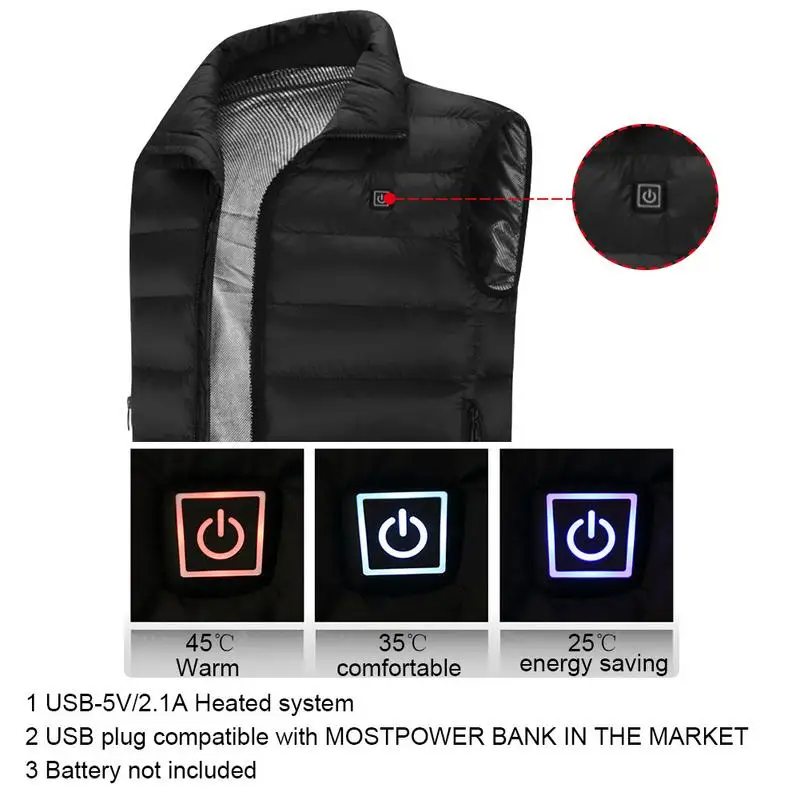 

2020 Women Autumn and winter Jacket USB Electric Heating Vest Adjustable Temperature Heating Vest Waistcoat Heating Warm Jacke