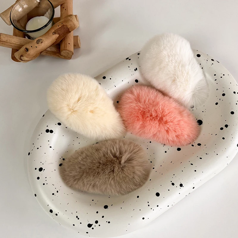 

Korean Version Plush Solid Color Faux Fur Hairpin Hair Clips Girls Women Hair Barrettes Fashion Kids Hairpins Hair Accessories