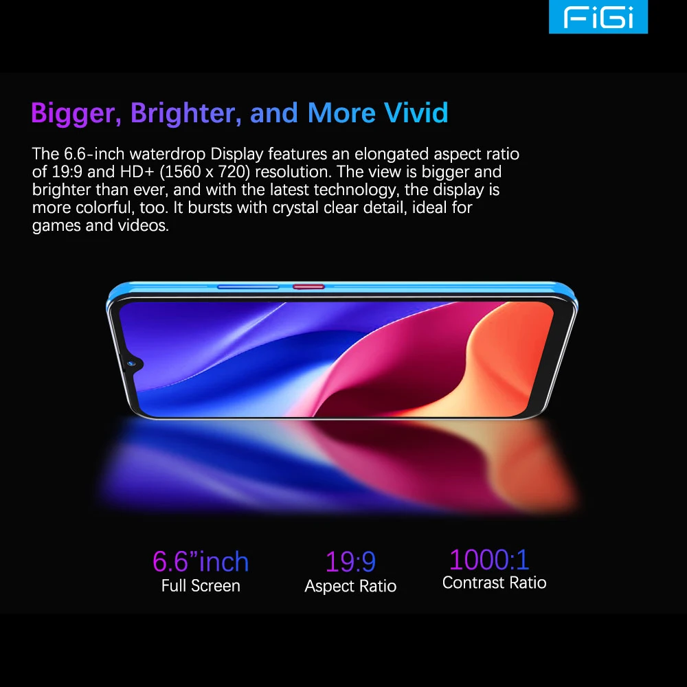 FIGI-tel&eacute;fono inteligente Note 5, pantalla completa de 6,6 pulgadas, 4GB de RAM, 64GB de ROM, desbloqueo, Android 11, Octa Core, CPU, 4500mAh, c&aacute;mara trasera de 13MP-2