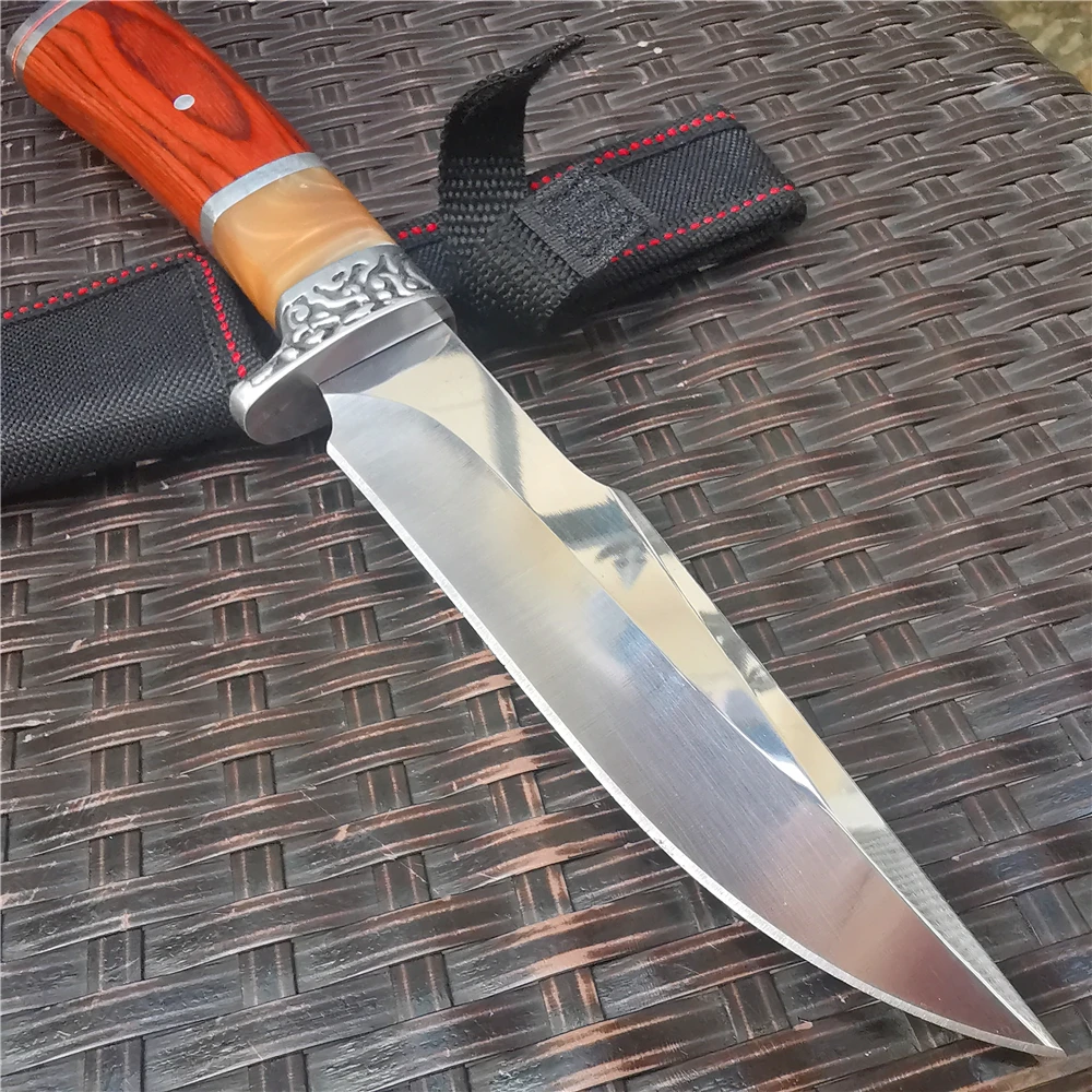 Охотничий нож высокого качества из нержавеющей стали изысканная деревянная