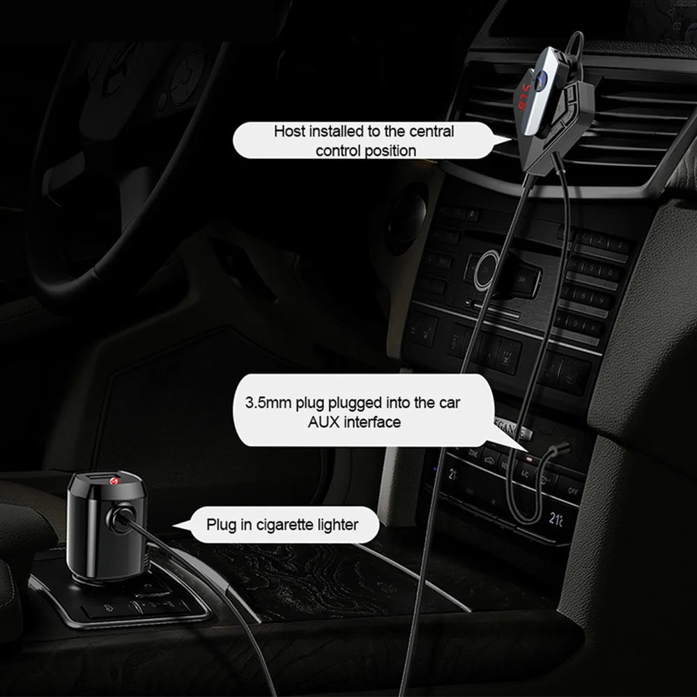 AOSHIKE Bluetooth Earphone Car FM Transmitter Wireless Radio Adapter USB Charger Handsfree Kit MP3 Player with BT |