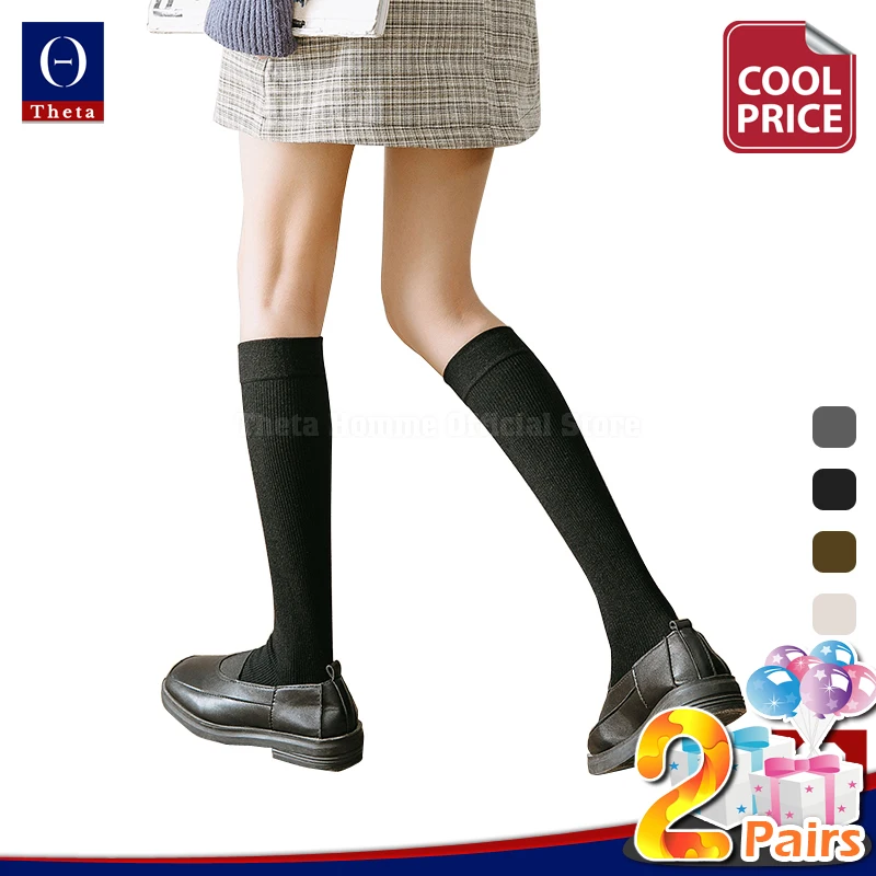 

THETA 2 Thick Solid Women's Stockings Set Casual Cotton Simple High Tube Socks A Lot Soft Over Knee Long Socks For Girls Female