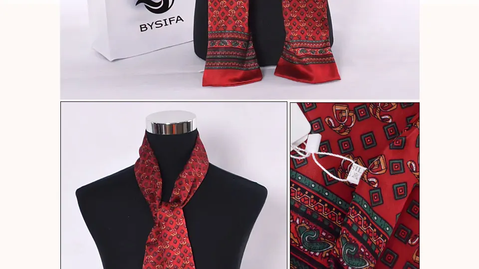 BYSIFA, мужские шелковые длинные шарфы, новая мода, чистый шелк, мужской шелковый шарф с пейсли, модные аксессуары, деловые шарфы 160*26 см