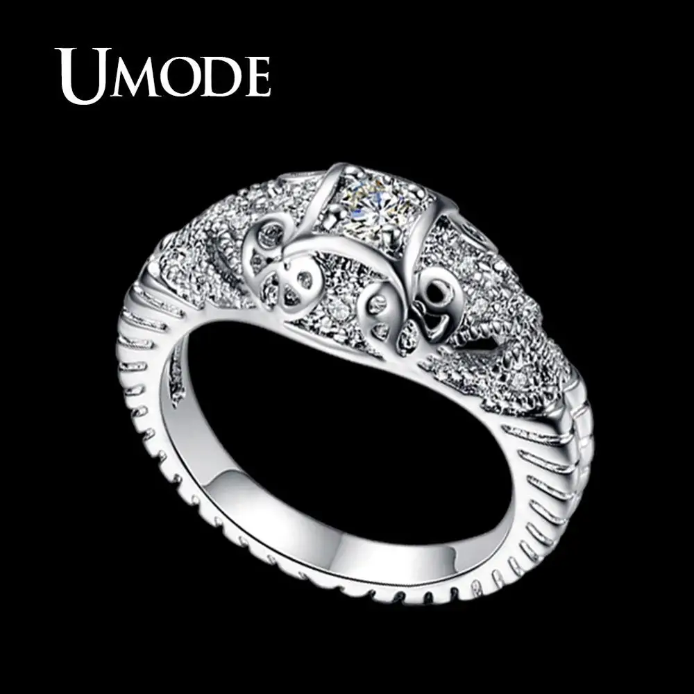 UMODE Рождественский подарок 2015 женские кольца с узором из двух слонов и круглыми