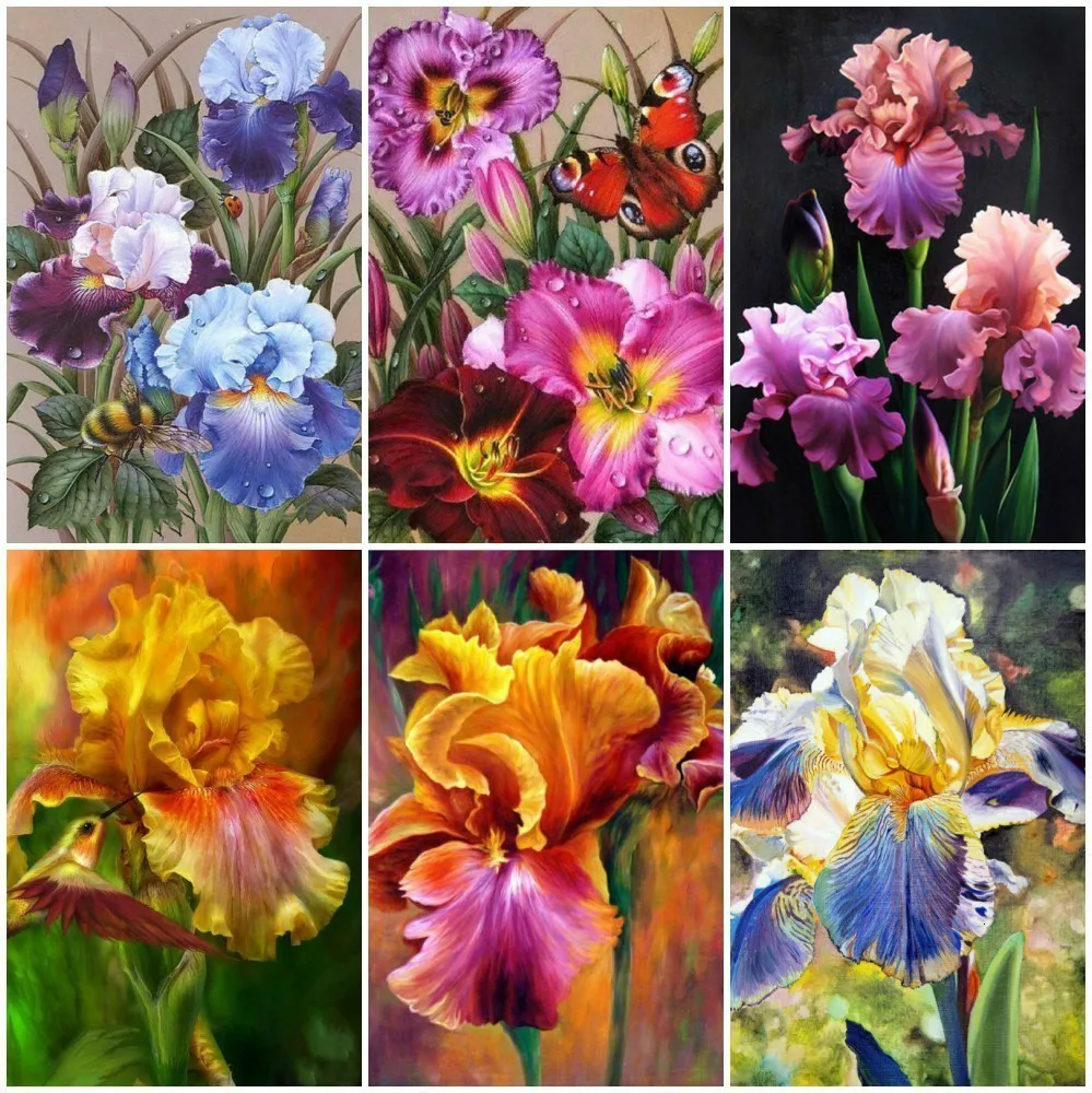 

Набор для алмазной вышивки с изображением цветов, квадратные круглые стразы