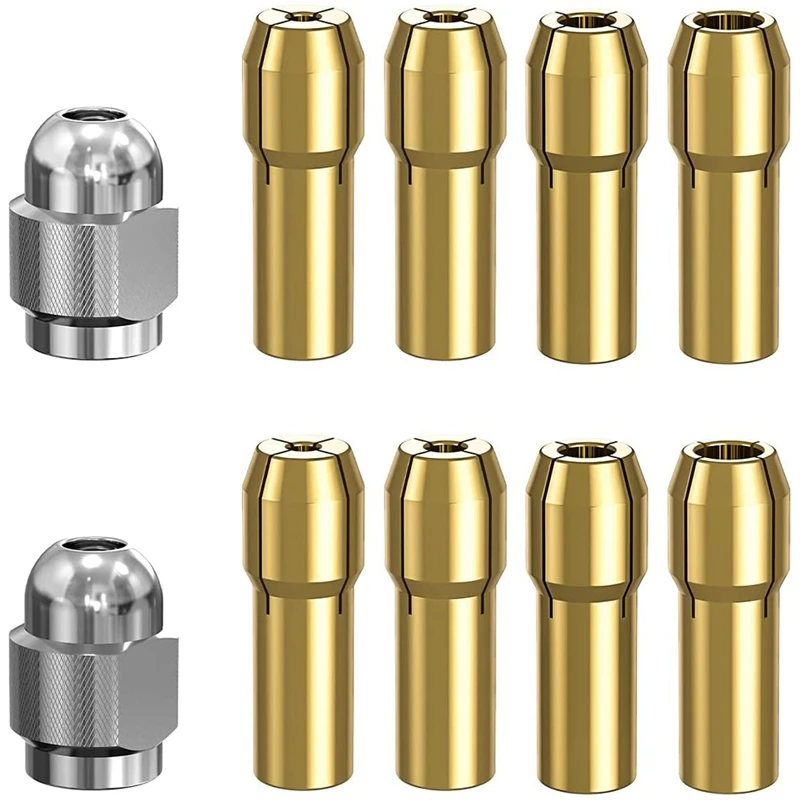 

Hot 10Pcs Brass Collet for Dremel,Replacement 4485 Quick Change Rotary Drill Nut Tool Set 0.8/1.2/1.5/1.8/ 2.0/2.4/3.0/3.2mm