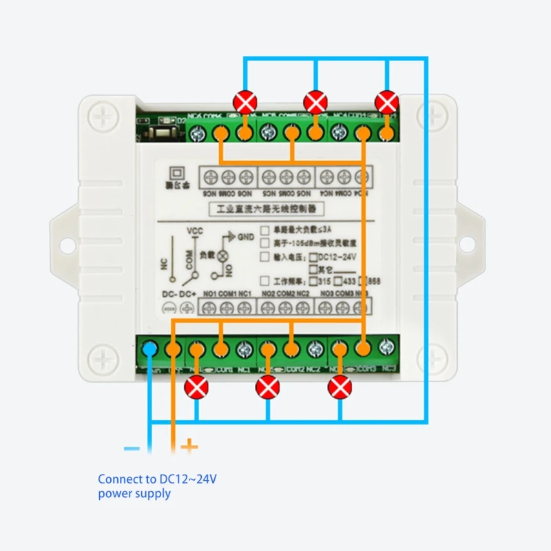 DC 12V 6 CH Channels 6CH RF Wireless Remote Control Switch System receiver transmitter Relay 315/433 MHz |